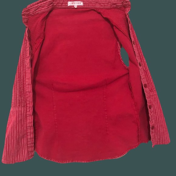 Girls Sleeveless Colar Shirt, Medium, Red and White Stripes, Age 8-10, Youth - Picture 4 of 7